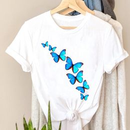 Women's T-Shirt T-shirts Women Butterfly Trend Cute Style Ladies Fashion Clothes Graphic Tshirt Top Lady Print Female Tee Short Sleeve