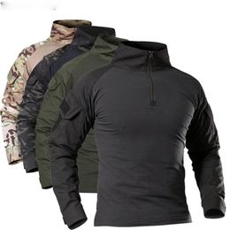 Men's Hoodies & Sweatshirts Outdoor Tactical Hiking T-Shirts,Military Army Camouflage Long Sleeve Hunting Climbing Shirt,Male Breathable Spo