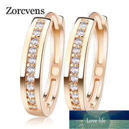 ZORCVENS Cute Romantic Style Earrings Jewellery Gold -color Paved with AAA Cubic Zircon Hoop Earrings for Women Factory price expert design Quality Latest Style