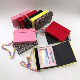 Empty Chain Eyelash Boxes With Tray Custom Print Private Label Packaging 1Pcs For False Strip Lashes Tweezer Miink Eyelashes Vendor