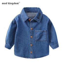 Mudkingdom Boys Denim Shirts Cute Cartoon Animal Pattern Fashion Clothes 210615