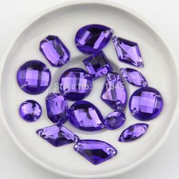 200pcs Mixed size Deep Purple Flatback Rhinestone Acrylic stones sewing on Rhinestones For Clothing bags shoes Decorations