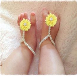 infant foot flowers Australia - First Walkers Baby Pearl Anklets Shoe Fashion Jewelry With Flowers Foot Chain Infant Colorful Barefoot Anklet Accessories