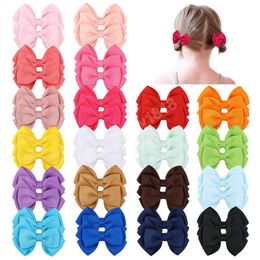 2.5inches Solid Two Layer Ribbon Hair Bows Clips For Cute Girls Handmade Hairpins Barrettes Headwear Kids Hair Accessories Gifts