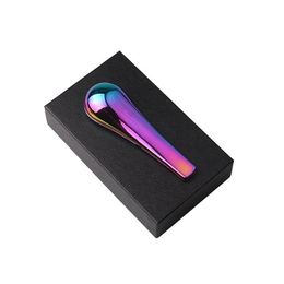 2021 Spoon Smoking Pipe Portable Creative Metal Herb Tobacco Cigarette Pipes Hand Scoop Smoke with Gift Box