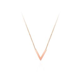 Pendant Necklaces Korean Fashion Initial V-Letter Necklace For WomenTitanium Stainless Steel Chain Wholesale Hip Hop Jewellery
