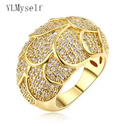 2021 Female Copper Ring Fish Scales Design Trendy Statement Jewellery With Round Cut Crystal Anillos Mujer Women Charm Rings