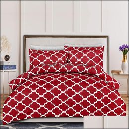 Supplies Textiles Home & Gardenluxury Geometry Bedding Set Red Super King Duvet Er Sets Marble Single Queen Size Black Comforter Bed Linens