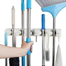 broom and mop holder wall mounted Storage cleaning Tools Commercial Rack closet Organiser tool hanger for Garden 211102