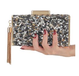 Women Evening Clutch Bags Purses And Handbag Wedding Elegant Tassel Bag Metal Crystal Stone Lady Hand Bag Sac A Main