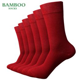 Match-Up Men Bamboo red Breathable Anti-Bacterial man Business Dress Socks (6 Pairs/Lot)