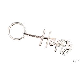 Creative Letter Keychain Pendant Happy Keyring Car Key Chain Accessories Decoration Pendants Gift Supplies RRF13791