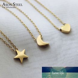 small gold necklace sets Canada - ASONSTEEL inoxidable mujer Tiny Heart Moon Star Cross Small Pendant Long Link Chains Necklaces Set Gold Women Choker babygirl Factory price expert design Quality