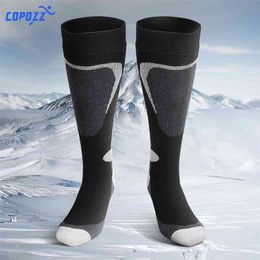 COPOZZ Ski Socks Thick Cotton Sports Snowboard Cycling Skiing Soccer Socks Men & Women Moisture Absorption High Elastic Socks 210727