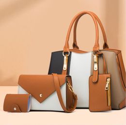 Fashion hit color lady totes bags trendy design women's handbag one-shoulder messenger four-piece outdoor leisure ladies bag