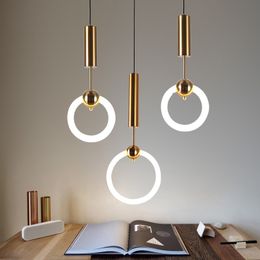 led Pendant Light Simple Restaurant Living Room Lamps Nordic Lighting Personality Round Bedroom Hanging Lamp