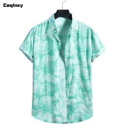 Men's Casual Shirts Mens Hawaiian Shirt 2021 Summer Striped Rayon Blouse Short Sleeve Beach Holiday Party Vacation Camisa