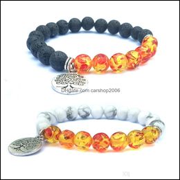 Beaded, Strands Bracelets Jewelry Couple Bracelet 8Mm White Pine Christmas Tree Pendant Ancient Sier Double Circle Flower Amber Drop Deliver