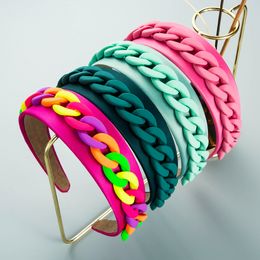 Elegant Korean Candy Colour Chain Headband Vintage Fabric Hairband Girls Party Hair Accessories Crown