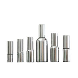 Silver Glass Essential Oil Refillable Bottle Cosmetic Packaging Serum Lotion Pump Spray Atomizer Vials 5ml 10ml 15ml 20ml 30ml 50ml 100ml