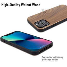 For iPhone 13 11 12 Pro Max 8 7 6 Plus Phone Shell Cases Natural Wooden Thin And Durable Protective Wood Cover TPU Bumper Case Custom wholesale