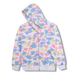 Homens Hoodie Shark Cabeça Camo Banhando Shark Camuflagem MAPE Full Zip Casaco de Manga Longa Jaqueta Moletom