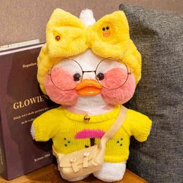 30cm Lovely Korean Hyaluronic Acid Little Yellow Duck Plush Toy Creative Lalafanfan Ducks Doll Kids Girls Birthday Gift Y211119