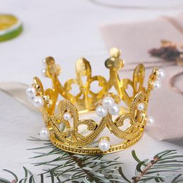 -Otras festivas Fiesta Suministros 1 unids Mini Crown Cake Topper Romántico Pearl Garland Feliz Cumpleaños Niños Sus Joyas Decoración de Boda
