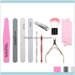 Kits Salon Health & Beauty10Pcs/Set Nails Aesorios Tools Kit Everything For Manicure Scissors Gel Polish Clipper Nail File Buffer Cuticle Pu