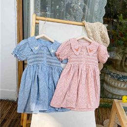 summer girls dress embroidered princess child doll collar flower girl es 210515