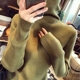 Fashion's Women's Turtleneck Sweater Winter Wear e Manga Longa Slim Fitting Bottle Cor Solid Sonente 211018
