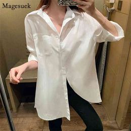 Fashion Irregular Loose Long Sleeve White Blouse Femme Cardigan Harajuku Shirt Women Casual Plus Size Tops 12405 210512