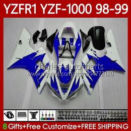 Motorcycle Bodywork For YAMAHA YZF-R1 YZF1000 YZF R 1 1000 CC 98-01 Bodys 82No.78 YZF R1 1000CC 1998 1999 2000 2001 YZF-1000 YZFR1 Blue Flames 98 99 00 01 OEM Fairing Kit