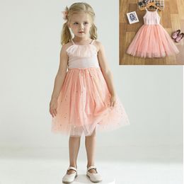 2021 Summer Dress for Girls 3-8y Princess Pink Dresses Kids Clothes Colorful Cake Mesh Lace Dots Flower Children Clothing Q0716