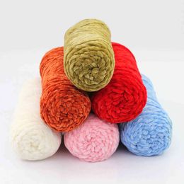 1PC 100g Chenille Soft Baby Knitting Crochet Scart Hat Woollen Yarn Photograph Prop Y211129