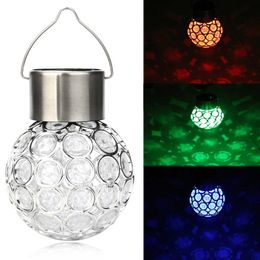 35# Home Garden Decor Solar Hanging Light Waterproof Solar Rotatable Outdoor Garden Camping Hanging LED Round Ball Lights Y0712