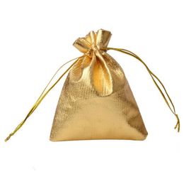 2021 Gold Plated Gauze Satin Jewelry Bags Jewelry Drawstring organza Christmas Gift Pouches PACKING Bag 7X9cm 9x12cm