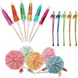 Christmas Decorations 24/30set Multi Coloured Paper Cocktail Umbrellas Mini Coconut Tree Party Drink Accessories Picks Tropical Hawaii Suppl