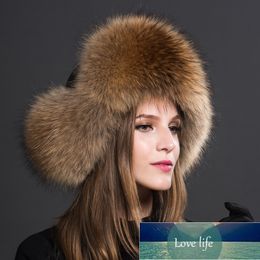 Winter Warm Ladies 100% Real Raccoon Fur Hat Russian Real Fur Bomber Hat With Ear Flaps For Women Factory expert design Qual325J