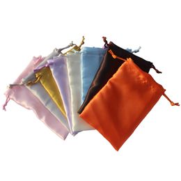 (50pcs/lot) soft satin drawstring bag gift packaging wedding pouch many color customize size & 210325