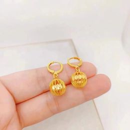 Never fade 24K gold filled Sparking hollow ball dangle drop Earrings Hoops Earring For Lovers' Woman Girl Pendientes Brincos Fine Jewellery