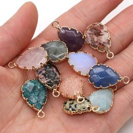 Gold Claw Edge Healing Waterdrop Natural Stone Charms Rose Quartz Crystal Pendant DIY Necklace Women Fashion Jewelry Finding 15x20mm