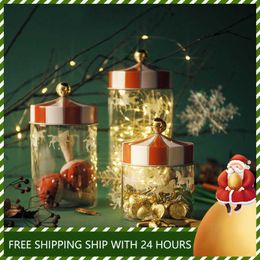 Carousel Sealed Storage Jar Glass Transparent Coffee Bean Grain Container Set Christmas Moisture-Proof Sealedjar Foods Bottle