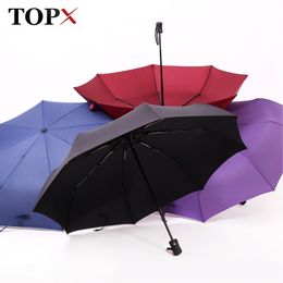 New Full Automatic Umbrella Rain Women Men 3Folding Light and Durable 386g 8K Strong Umbrellas Kids Rainy Sunny Wholesale Price 210320