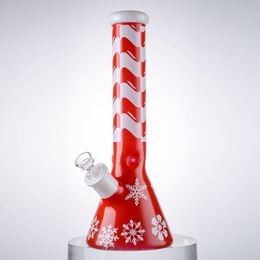 Christmas Style Xmas Hookah Beaker Glass Bongs Big Straight Tube Ice Pinch Oil Dab Rigs Thick Glass Water Pipes 18mm Female Joint With Bowl Downstem