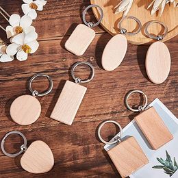 Free DHL Blank Wooden Key Chain Round Pendants Personalised Wood Keyring Car Rectangle Keychains Supplies for DIY Craft Making Kimter-G199F