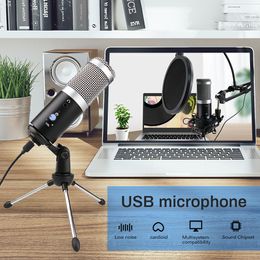 USB Microphone Recording Vocals Microphone With Tripod For Laptop Computer Windows YouTube Skype Studio Live Stream Microfone