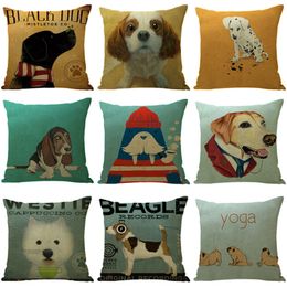 45x45cm Linen pillow cover case Dog series Pillowcase For Home Sofa Car Cushion Cover Without inside core