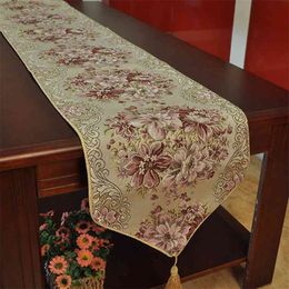 Table Runner Luxury Embroidery Decoration For Home Party Wedding Christmas Supplie 210628