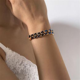 Link, Chain Trendy Colourful Cuban Bracelet For Women High Quality Hyperbole Thick Hip Hop Punk Jewellery Vintage Bracelets Gift